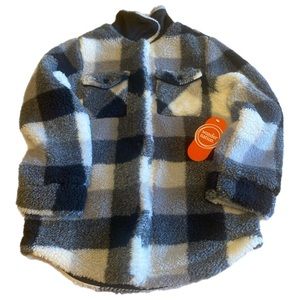 Wonder Nation Boys Fleece Jacket, Size 5T, black, gray, white, checkered. NWT